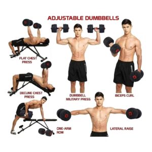 Versatile 7-in-1 Adjustable Dumbbell Set, Transform into Barbell, Kettlebell, and Push-ups, Ideal for Weightlifting and Total-Body Fitness at Home or Office with Free Weights, 20kg - Image 3