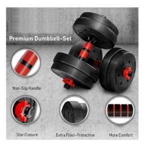 Versatile 7-in-1 Adjustable Dumbbell Set, Transform into Barbell, Kettlebell, and Push-ups, Ideal for Weightlifting and Total-Body Fitness at Home or Office with Free Weights, 20kg - Image 4