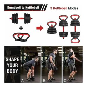 Versatile 7-in-1 Adjustable Dumbbell Set, Transform into Barbell, Kettlebell, and Push-ups, Ideal for Weightlifting and Total-Body Fitness at Home or Office with Free Weights, 20kg - Image 5
