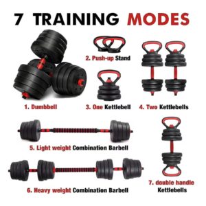 Versatile 7-in-1 Adjustable Dumbbell Set, Transform into Barbell, Kettlebell, and Push-ups, Ideal for Weightlifting and Total-Body Fitness at Home or Office with Free Weights, 20kg - Image 7