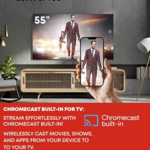 TORNADO 55 Inch 4K ULTRA HD Smart TV, Google TV with Hands Free Voice Control, Built-in Receiver, Dolby Vision Atmos, HDR 10+, Game Mode, Wide Colour Gamut, DTS HD, Google TV Android 55UA3400G Black - Image 5