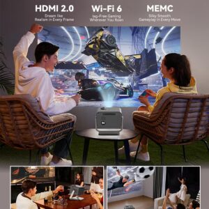 AOC Portable Projector Full HD 4K/1080P, Autofocus/Auto Keystone Correction/Adjustable Angle/Projector with Wifi6 and Bluetooth,15000 Lumen,Compatible with iOS/Android/PC/PS4/PS5 for Work and Gaming XL3-500 Noble Pro - Image 3