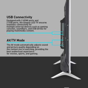 GEEPAS 43" Frameless HD Smart LED TV With Remote Control,HDMI & USB Ports, Head Phone Jack, PC Audio In,Wi-Fi, Android 14.0 with E-Share, YouTube, Netflix GLED4328SXHD Black - Image 3