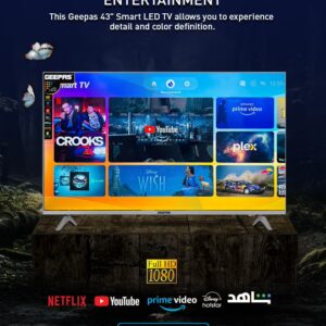 GEEPAS 43" Frameless HD Smart LED TV With Remote Control,HDMI & USB Ports, Head Phone Jack, PC Audio In,Wi-Fi, Android 14.0 with E-Share, YouTube, Netflix GLED4328SXHD Black - Image 5