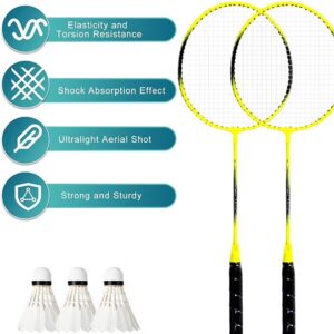 2 Pieces Badminton Set,Outdoor sports set,Badminton Set Including 1 Badminton Bag,2 Rackets,3 Badminton Balls,Outdoor Sports Equipment - Image 2