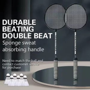 Badminton Racket Double Racket Durable 2 Rackets High Elasticity Sweat Absorbent King Foam Non-Slip Badminton Racket - Image 2