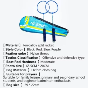 Badminton Racket Double Racket Durable 2 Rackets High Elasticity Sweat Absorbent King Foam Non-Slip Badminton Racket - Image 5