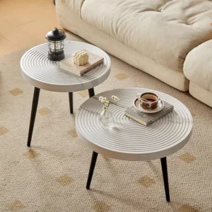 Mid-Century Tea Table Minimalist Tree Ring Design Coffee Table Compact Side Desk for Small Space Versatile Accent Desk for Sofa - Image 3