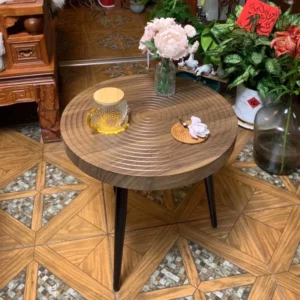 Mid-Century Tea Table Minimalist Tree Ring Design Coffee Table Compact Side Desk for Small Space Versatile Accent Desk for Sofa - Image 5