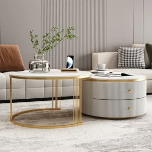 Marble Center Living Room Table Round Set Gold Nesting Metal Round Coffee Table Nordic Luxury Mesa Centro - Image 2