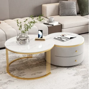 Marble Center Living Room Table Round Set Gold Nesting Metal Round Coffee Table Nordic Luxury Mesa Centro - Image 3