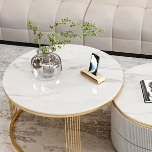 Marble Center Living Room Table Round Set Gold Nesting Metal Round Coffee Table Nordic Luxury Mesa Centro - Image 5