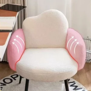 Modern Teddy Fabric Accent Chair, Cloud-Shaped Backrest with Metal Legs,Stylish Vanity Chair for Bedroom Dressing Room Furniture - Image 7