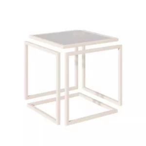 Modern Geometric Glass Side Table: Metal Frame, Ideal for Living Room,Square Shape, Home & Office Use,Home Decor Essential - Image 5