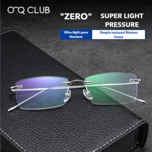 O-Q CLUB Ultra-light Titanium Reading Eyeglass Frames Men Fashion Simple Rimless Myopia Glasses Customized Prescription Glasses - Image 4