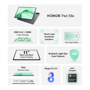 Honor Pad X8a 11-Inch Space Grey 4GB RAM 128GB Wi-Fi With Free Flip Cover - Middle East Version - Image 8