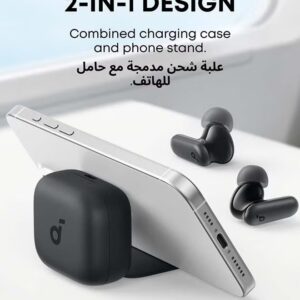 Soundcore R50i NC by Anker Noise Cancelling Earbuds, Strong and Smart Noise Cancelling, Powerful Bass, 45H Playtime, 2-in-1 Case and Phone Stand, IP54, Wireless Earbuds, Bluetooth 5.4, App Control Black - Image 2