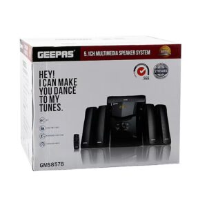 GEEPAS 5.1 Channel Multimedia Speaker System With Remote Control- FM Radio, Bluetooth, USB Input, SD Card Reader, Karaoke Function| LED Display, 50000W PMPO Speaker Unit| 2 Years Warranty GMS8578 Black GMS8578 Black - Image 4