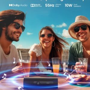 JMGO JMGO PicoFlix Portable Outdoor Projector with Rotating Gimbal, 1080P FHD & 3D, 420 ISO Lumens, Auto Focus, Built-in Battery 4.5H Movie Time, Google TV with Netflix, HDR10, 10W Speaker – Ideal for Camping & Travel - Image 3