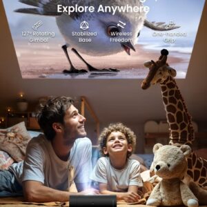 JMGO JMGO PicoFlix Portable Outdoor Projector with Rotating Gimbal, 1080P FHD & 3D, 420 ISO Lumens, Auto Focus, Built-in Battery 4.5H Movie Time, Google TV with Netflix, HDR10, 10W Speaker – Ideal for Camping & Travel - Image 5