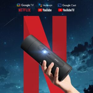 JMGO JMGO PicoFlix Portable Outdoor Projector with Rotating Gimbal, 1080P FHD & 3D, 420 ISO Lumens, Auto Focus, Built-in Battery 4.5H Movie Time, Google TV with Netflix, HDR10, 10W Speaker – Ideal for Camping & Travel - Image 8
