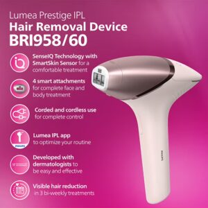 Philips Lumea IPL, Hair Removal, 9000 Series, SenseIQ Technology, 4 Attachments, Face, Body, Bikini, Underarm, Cordless Use, BRI958/60, Rose Gold, 60 Days Money Back Guarantee Pink - Image 5