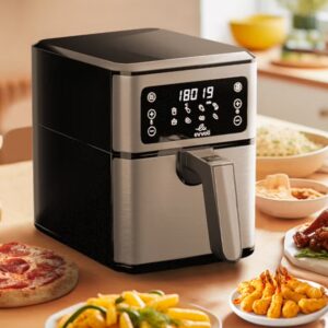 evvoli Air Fryer 5.5L, 8 Preset Programs With Digital Control Panel Display, Built-In Preheat Function 5.5 L 1700 W EVKA-AF5508D Grey - Image 4