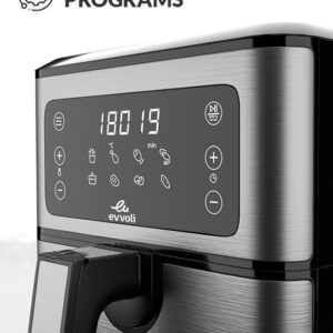 evvoli Air Fryer 5.5L, 8 Preset Programs With Digital Control Panel Display, Built-In Preheat Function 5.5 L 1700 W EVKA-AF5508D Grey - Image 8
