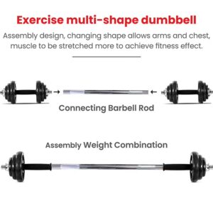 Sparnod Fitness Adjustable Dumbbell & Barbell Weight Set with 4 Rods and 14 Plates - Dumbbells with Anti-slip Grip, Barbell rod & Carry Case (SD-30) 30kg - Image 5