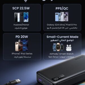 Ugreen Power Bank 20000mAh, 22.5W Portable Charger with PD 3.0 Fast Charging and USB C Input and Output with Digital Display, Includes Cable for iPhone 17 Series, Galaxy S25U/S25/S24, iPad, AirPods - Image 5