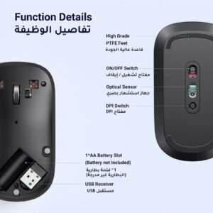 Wireless Mouse Silent Computer Mice Slim Portable for Laptop with 2.4G USB Adapter Ultrafast Scrolling 4 Adjustable DPI Compatible with PC HP Lenovo ASUS Dell | - Image 4