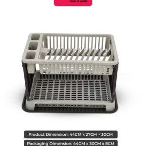 Double Layer Dish Drainer Rack Assorted 44x8x30cm - Image 2