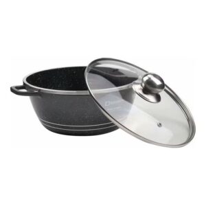 DESSINI 10-Piece Granite Non Stick Cookware Set Includes 4xCasserol With Lid 32cm, 28cm, 24cm, 20cm, 1xShallow Pot With Lid 28 cm Black 32,28,24,20,28cm - Image 4