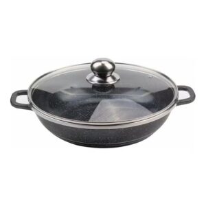 DESSINI 10-Piece Granite Non Stick Cookware Set Includes 4xCasserol With Lid 32cm, 28cm, 24cm, 20cm, 1xShallow Pot With Lid 28 cm Black 32,28,24,20,28cm - Image 6