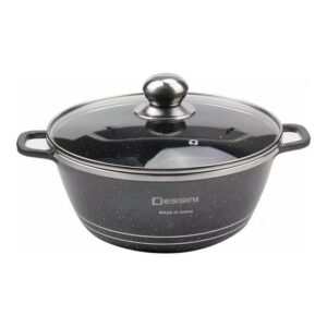 DESSINI 10-Piece Granite Non Stick Cookware Set Includes 4xCasserol With Lid 32cm, 28cm, 24cm, 20cm, 1xShallow Pot With Lid 28 cm Black 32,28,24,20,28cm - Image 3