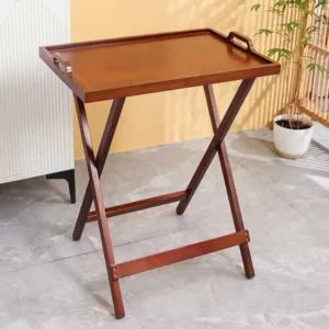 Solid Wood Folding Coffee Table Adjustable Height Side Table for Living Room with X-Leg Design Tray Top Portable Desk - Image 3