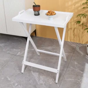 Solid Wood Folding Coffee Table Adjustable Height Side Table for Living Room with X-Leg Design Tray Top Portable Desk - Image 4