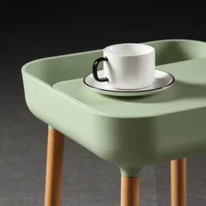 Multi-Color Storage Plastic Side Table - Wooden Leg Leisure Small Table, Multifunctional Storage Table Next to Home Sofa - Image 6