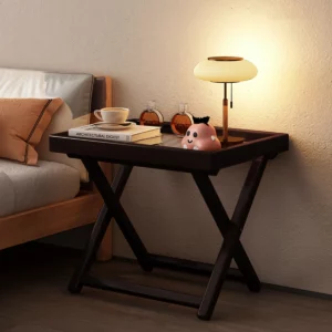 Bamboo Folding Side Table with Removable Legs - Multi-Function TV Tray Bedside Table Space-Saving for Home - Image 2