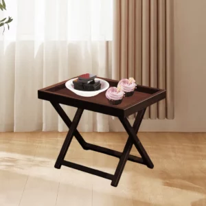 Bamboo Folding Side Table with Removable Legs - Multi-Function TV Tray Bedside Table Space-Saving for Home - Image 3