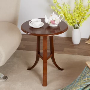 American Solid Wood Side Table, Round Balcony Coffee Table, Modern Sofa Tea Stand, Minimalist Home Accent Storage Cabinet - Image 4