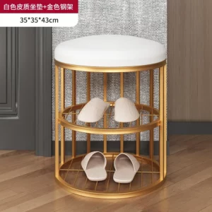 Light Luxury Foot Stool Two-Layers Hallway Ottoman with Comfortable Cushion Stable Load-Bearing Changing Shoe Stool - Image 3