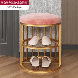 Light Luxury Foot Stool Two-Layers Hallway Ottoman with Comfortable Cushion Stable Load-Bearing Changing Shoe Stool - Image 4