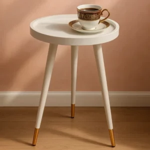 Minimalist Nordic round Side Table with Gold Legs Walnut Top Small Coffee Table for Living Room Or Bedside Setup - Image 2