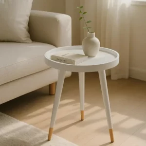 Minimalist Nordic round Side Table with Gold Legs Walnut Top Small Coffee Table for Living Room Or Bedside Setup - Image 3