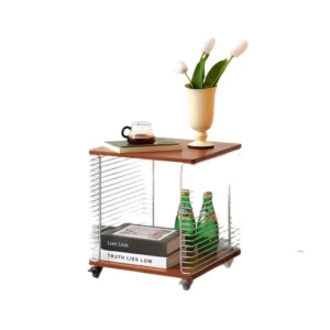 Realife Middle Ancient Style Stainless Steel Edge Table For Household Use With Wheels Geometric Storage Edge Table Easy To Move - Image 5