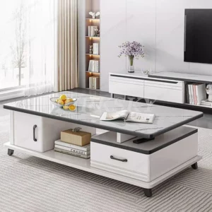 Coffee table living room home light luxury modern simple coffee table TV cabinet combination apartment tempered Glass table - Image 1