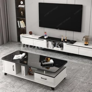 Coffee table living room home light luxury modern simple coffee table TV cabinet combination apartment tempered Glass table - Image 2