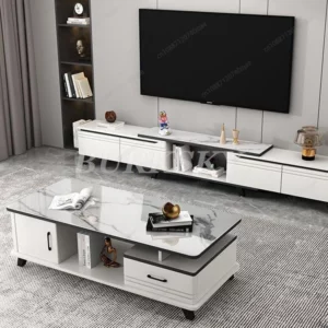 Coffee table living room home light luxury modern simple coffee table TV cabinet combination apartment tempered Glass table - Image 3