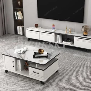 Coffee table living room home light luxury modern simple coffee table TV cabinet combination apartment tempered Glass table - Image 4